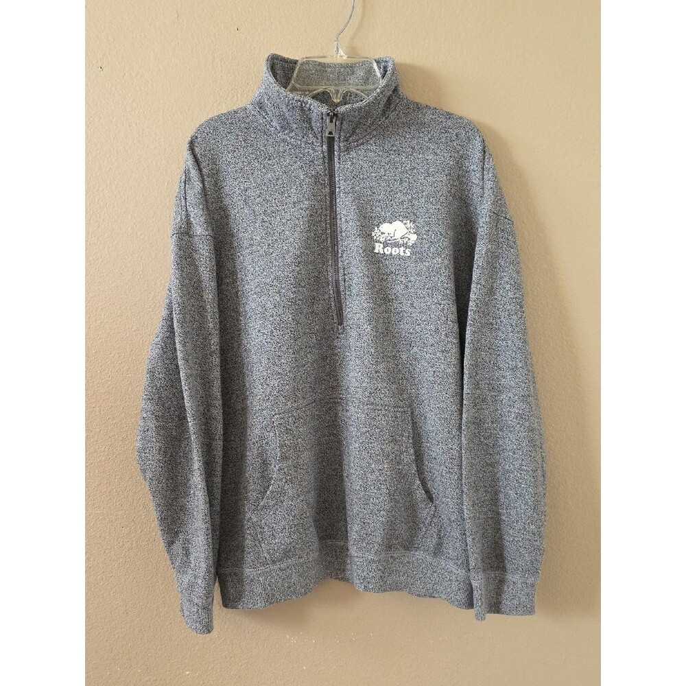 Roots Womens Gray Relaxed Half Zip Mock Neck Sweatshirt - Size Medium